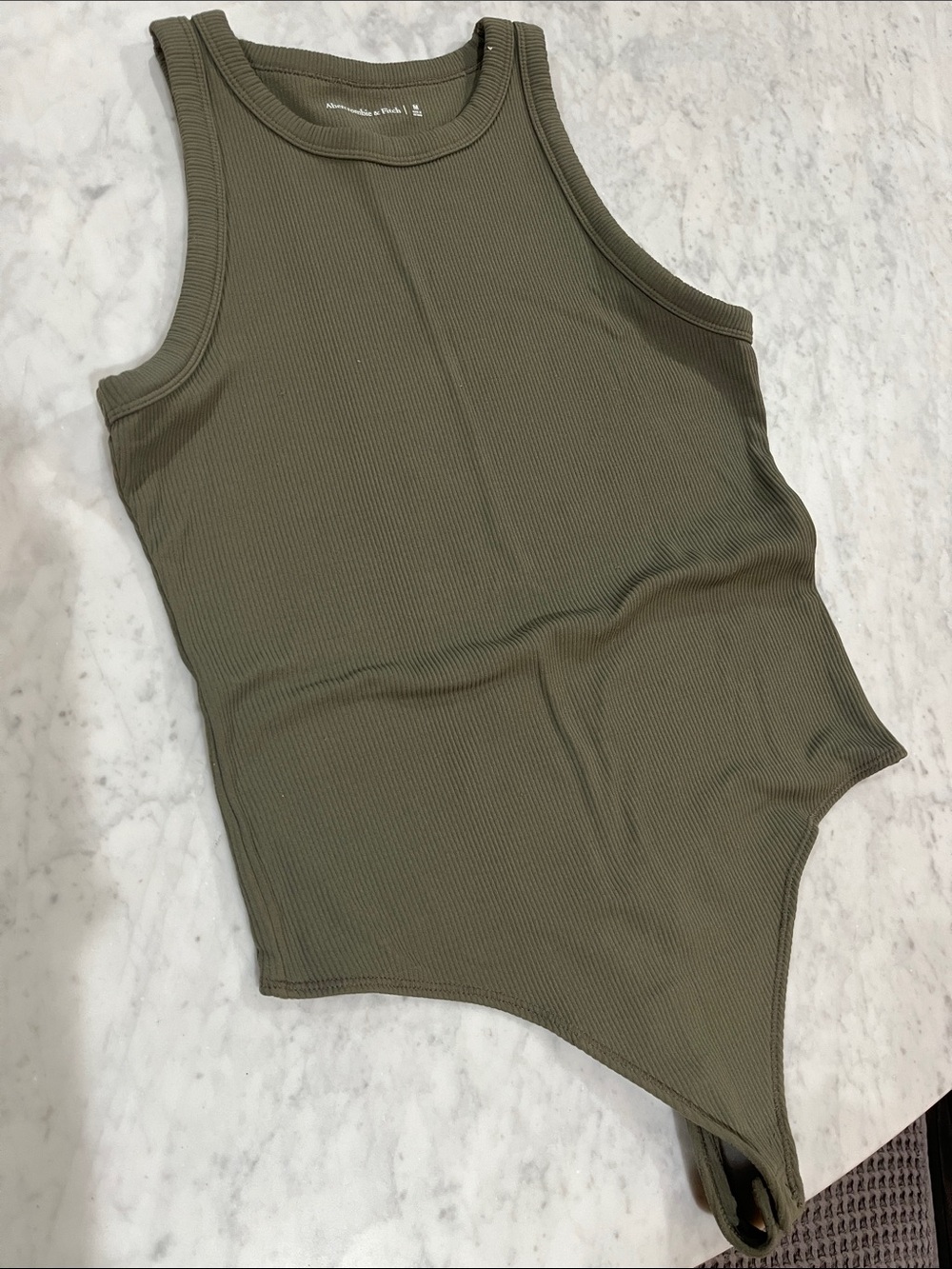 Abercrombie and Fitch Ribbed Olive Green Tank Bodysuit